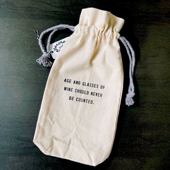 Cute Funny Age & Wine Bottle Canvas Gift Bag - Picture 1 of 2
